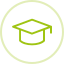 a small icon with a graduation cap